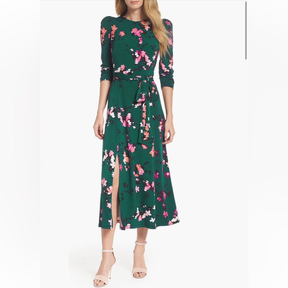 Eliza J Green Maxi Wrap Dress with Slit